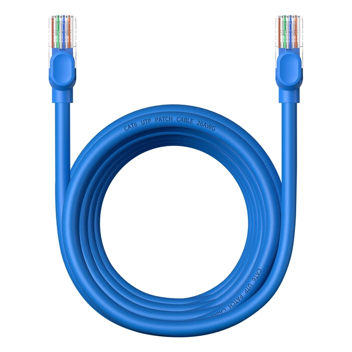 Baseus High Speed ​​​​Cat 6 RJ-45 1000Mb/s Ethernet kabel 5m kulatý - modrý