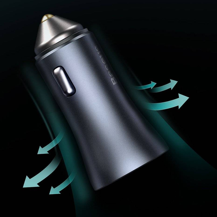 Baseus Golden Contactor Pro quick car charger USB Type C / USB 40 W Power Delivery 3.0 Quick Charge 4+ SCP FCP AFC + USB - USB Type C cable gray (TZCCJD-0G)