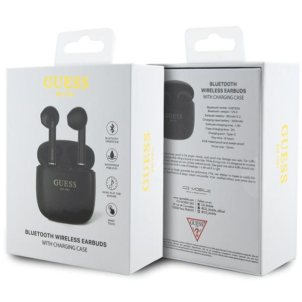 Guess headphones Bluetooth GUTWST26PSK TWS + docking station black/black Classic EST Logo
