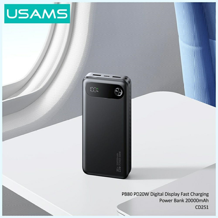 Powerbank USAMS PB80 PD20W 20000mAh      czarny