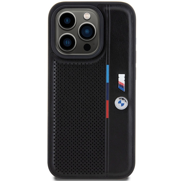 Cover Bmw Bmhcp15x23pupvk IPhone 15 Pro Max 6,7" nero/nero durocase linea tricolore perforata Case