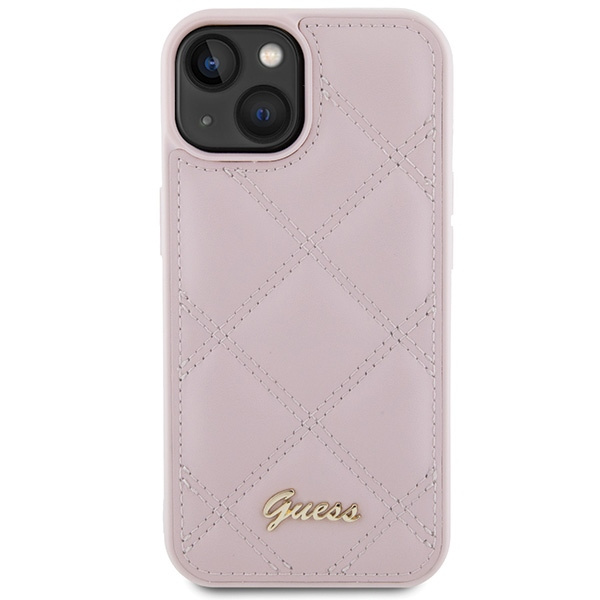 Etui Guess GUHCP15SPSQSQSP iPhone 15 6.1" różowy/pink hardcase Quilted Metal Logo Case