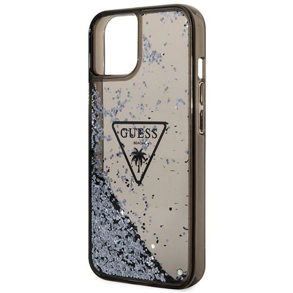 Hülle GUESS Apple iPhone 14 Plus Liquid Glitter Palm Kollektion Schwarz Hartcase