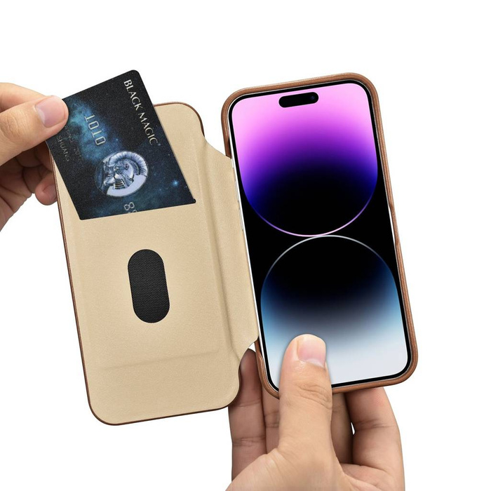 iCarer CE Premium Custodia Folio in Pelle iPhone 14 Pro Max Flip Magnetic MagSafe Custodia in Pelle Marrone (WMI14220716-BN)