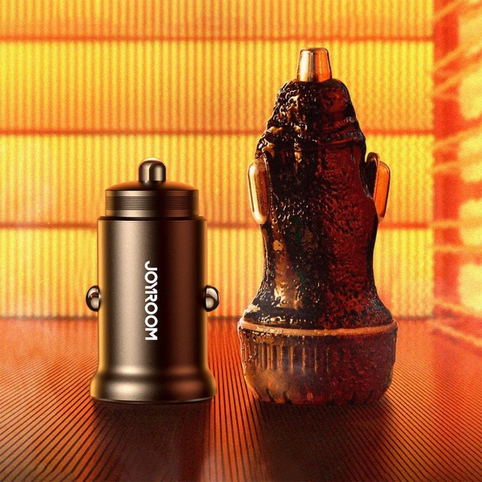 Joyroom JR-CCN05 Mini cargador para coche USB-A USB-C de 30 W - negro