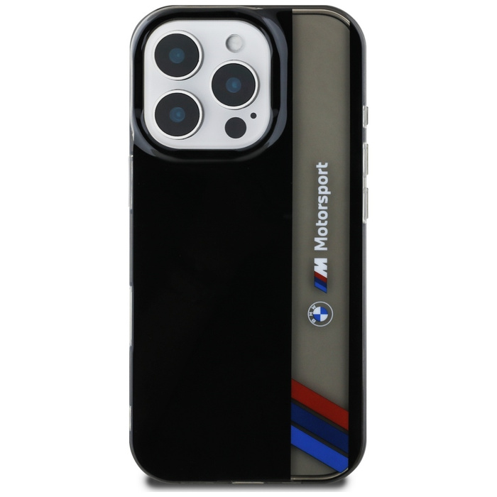 Hülle BMW Motorsport IML Vertical Stripe für iPhone 16 Pro Max schwarz
