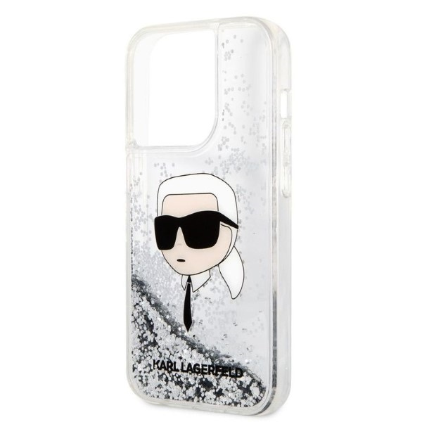 Hülle Karl Lagerfeld iPhone 14 Pro Max 6,7" silber/silber hartcase Glitter Karl Head