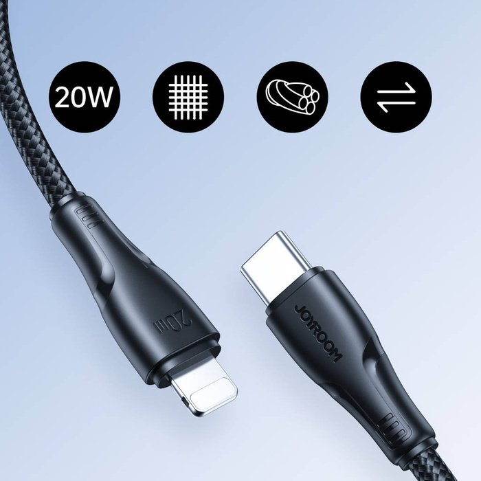 Joyroom USB C - Lightning 20W Kabel der Surpass-Serie für schnelles Aufladen und Datenübertragung 1,2 m schwarz (S-CL020A11)