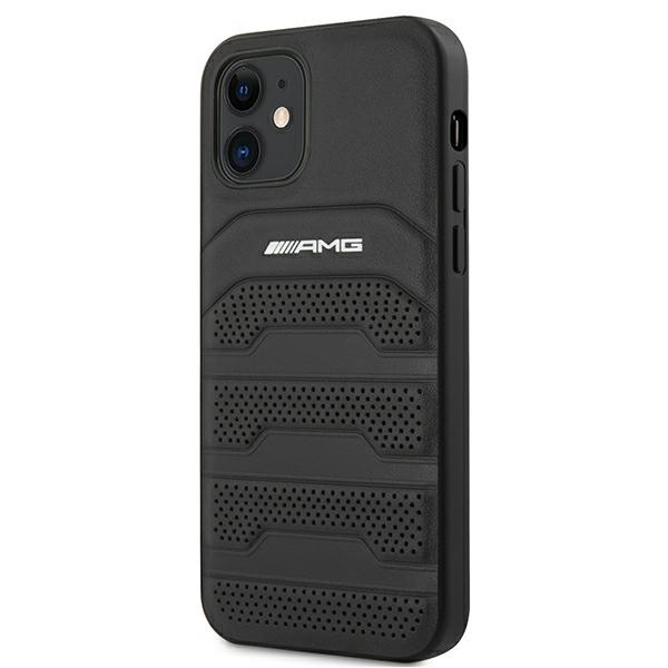 AMG AMHCP12SGSEBK iPhone 12 mini 5.4" black/black hardcase Leather Debossed Lines