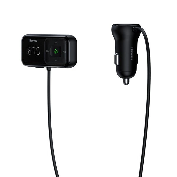 [APRÈS RETOUR] Transmetteur FM Bluetooth sans fil avec chargeur Baseus S-16 (édition Overseas) - noir