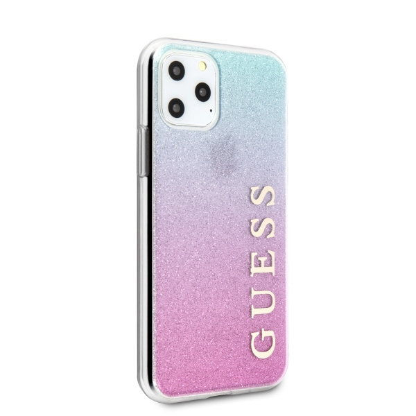 Guess Apple iPhone 11 Pro Max rose/bleu rose étui rigide Glitter Gradient