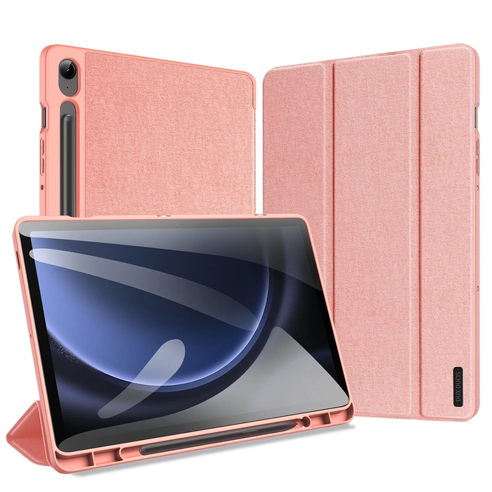 Etui Dux Ducis Domo en éco-cuir avec support pour Samsung Tab S9 FE+ - rose