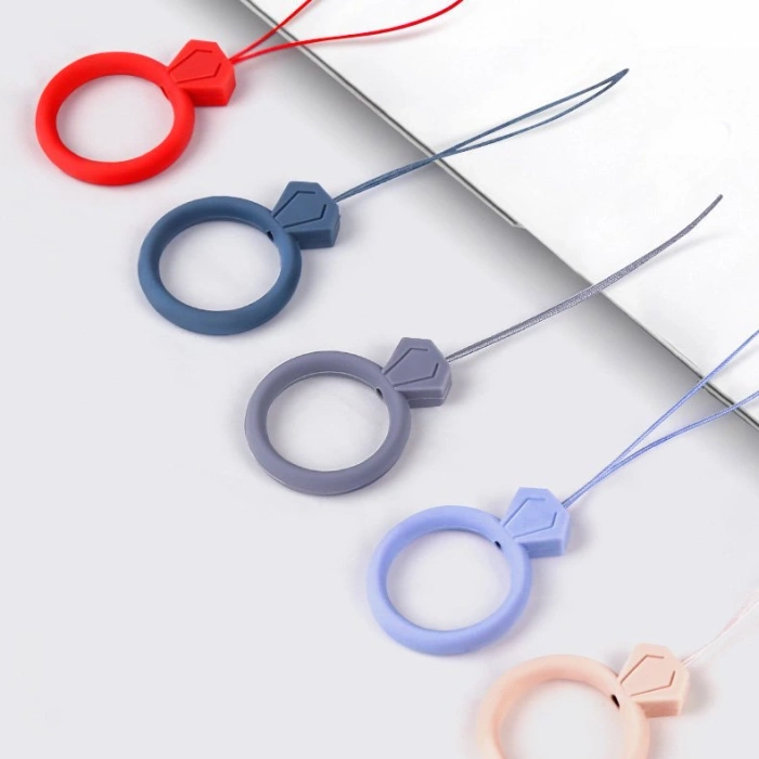 Silikonowa smycz do telefonu zawieszka diament ring na palec pomarańczowy