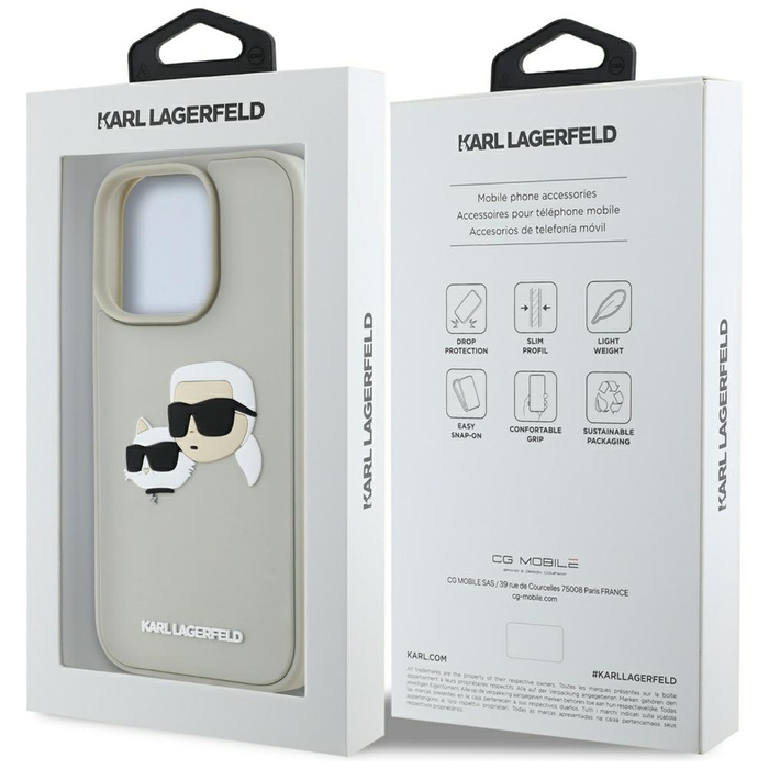 Etui Karl Lagerfeld HC 3D Rubber Double   Heads do iPhone 16 Pro Max beżowy