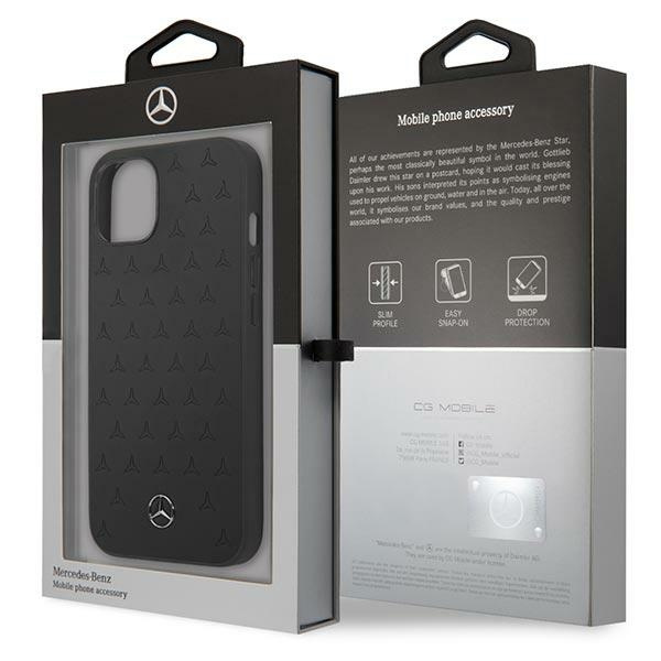 Case MERCEDES Apple iPhone 13 Mini Leather Stars Pattern Black Hardcase