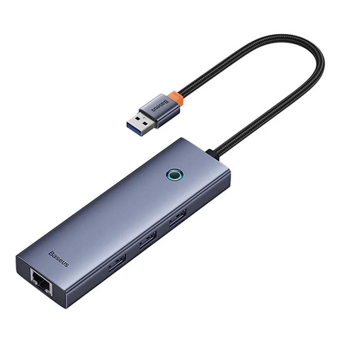Hub 4w1 Baseus UltraJoy  USB-A do USB 3.0 + RJ45 (szary)