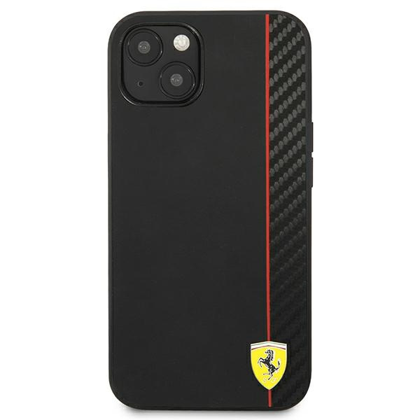 Pouzdro FERRARI Apple iPhone 13 Mini On Track Carbon Stripe Black Hardcase