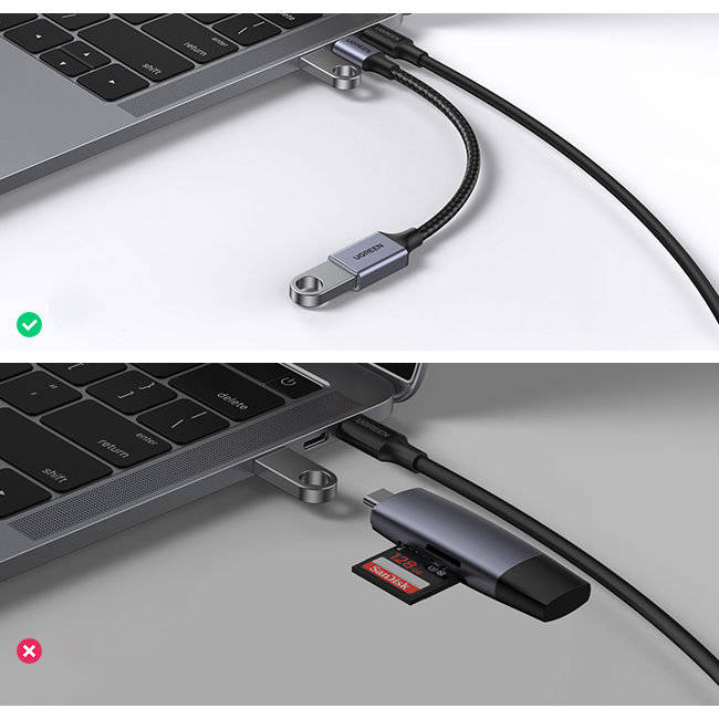 Kábel USB C (samec) - USB (samica) 3.0 OTG 0,15 m Ugreen US378 - čierna