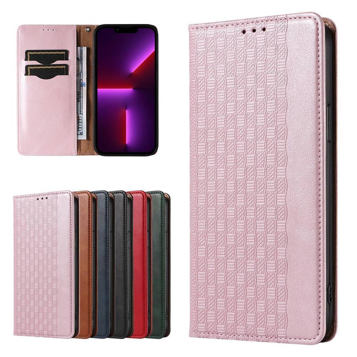 Étui à sangle aimantée pour Samsung Galaxy S23+ Flip Wallet Mini Lanyard Stand Rose