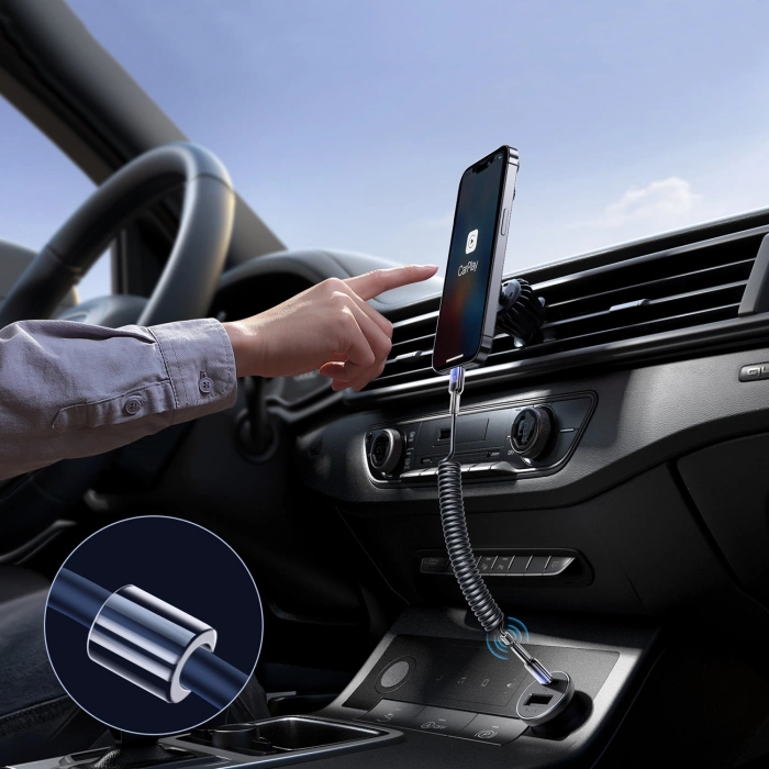 Joyroom S-A43 Crystal-Clear Series 60W USB-C – USB-C-Spiralkabel 1,5 m – Schwarz