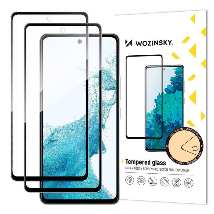 Wozinsky 2x Vetro temperato Full Glue Pellicola salvaschermo super resistente con copertura completa e custodia protettiva per Samsung Galaxy A53 5G nero