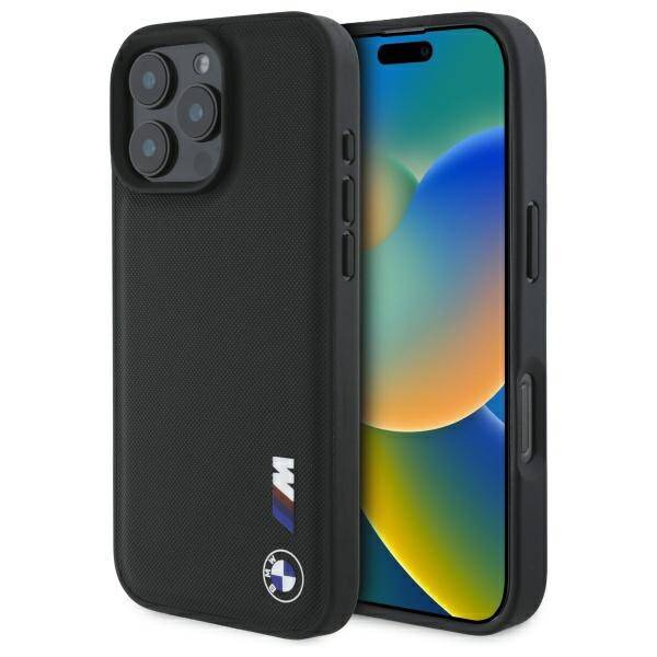 Case BMW iPhone 16 Pro Max 6.9" black/black hardcase Smooth Rubber Logo