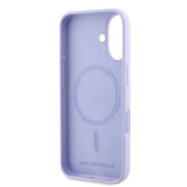 Etui Karl Lagerfeld iPhone 16 6.1" fioletowy/purple hardcase Silicone Karl&Choupette Ring MagSafe