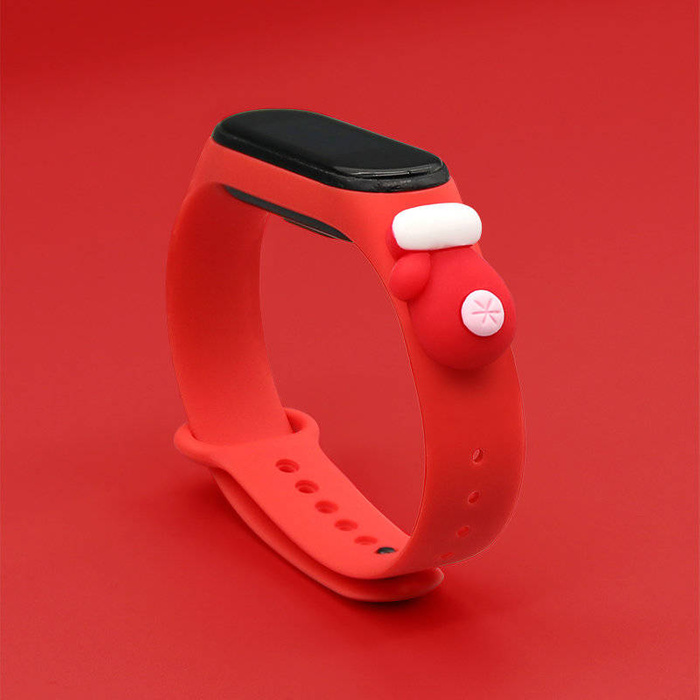Strap Xmas Wristband für Xiaomi Mi Band 6 / Mi Band 5 Christmas Silicone Strap Armband Rot (Handschuh)
