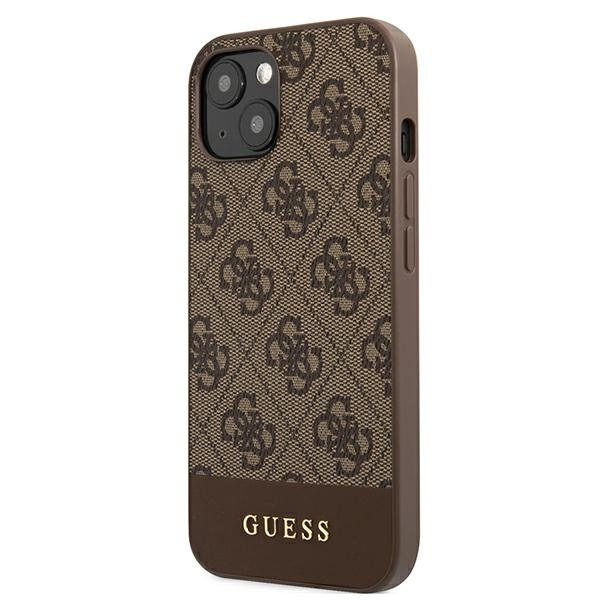 Telefontok GUESS Apple iPhone 13 Mini 4G Stripe Collection barna kemény tok