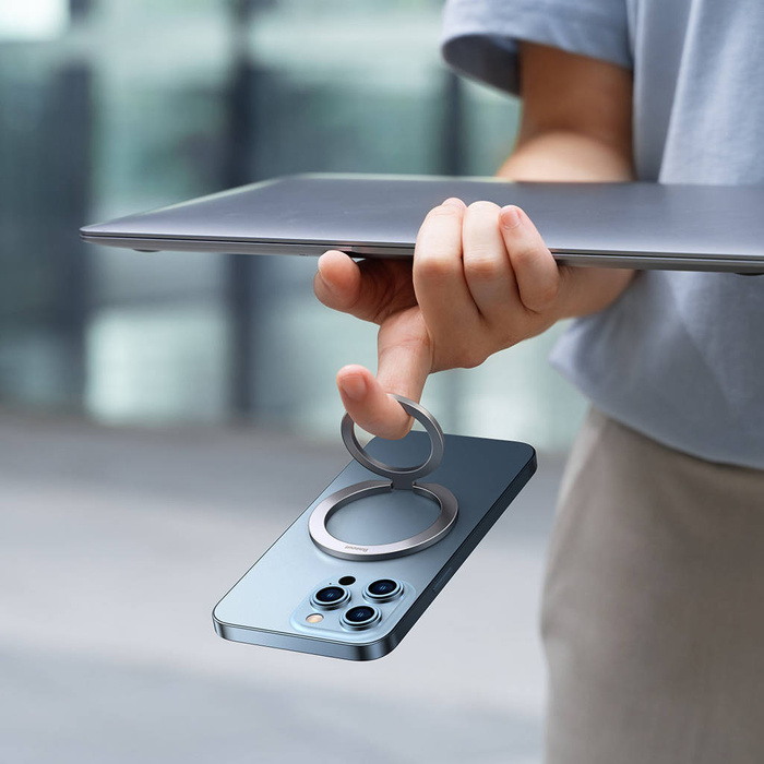 Baseus Halo magnetický držák na prsten stříbrný stojánek na telefon (SUCH000012)