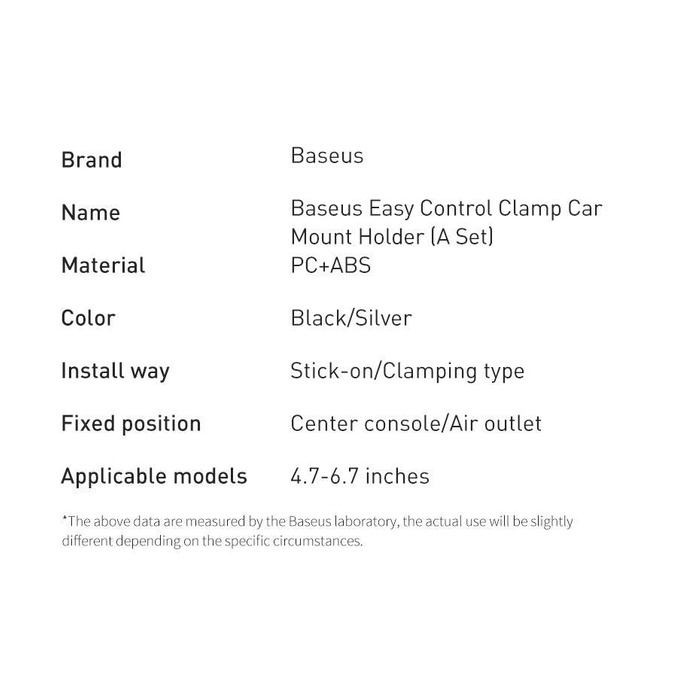 Support de support de téléphone de voiture à gravité Baseus 2en1 pour grille d'aération et tableau de bord noir (SUYK000001)