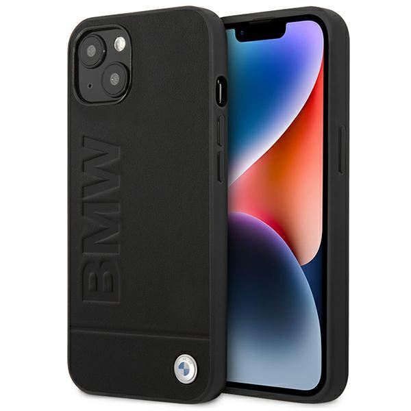 Hülle BMW BMHCP14MSLLBK iPhone 14 Plus 6,7" schwarz/schwarz Leder Stempel
