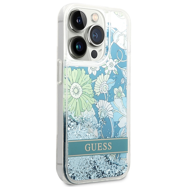 Hülle Guess iPhone 14 Pro 6.1" grün/grün hartcase Blume Liquid Glitter
