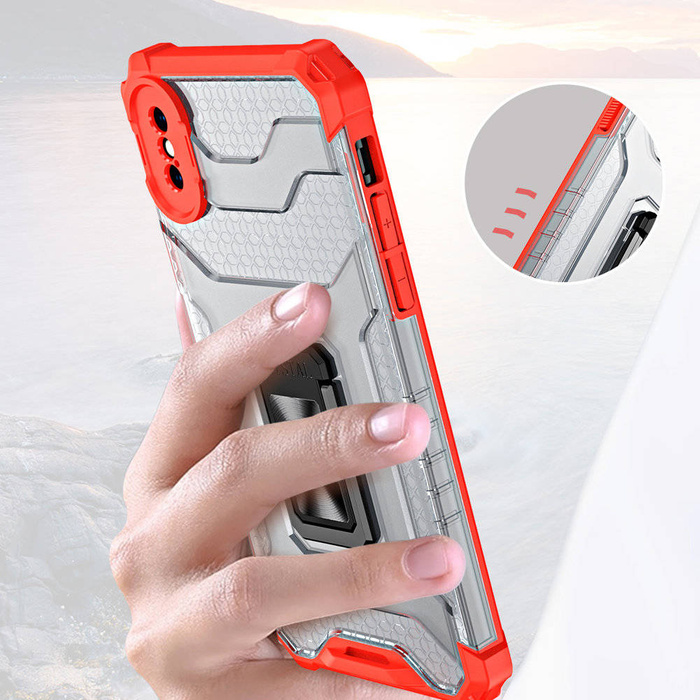 Anneau de cristal Case hybride blindé coque couverture + magnetic support iPhone XS Max rouge