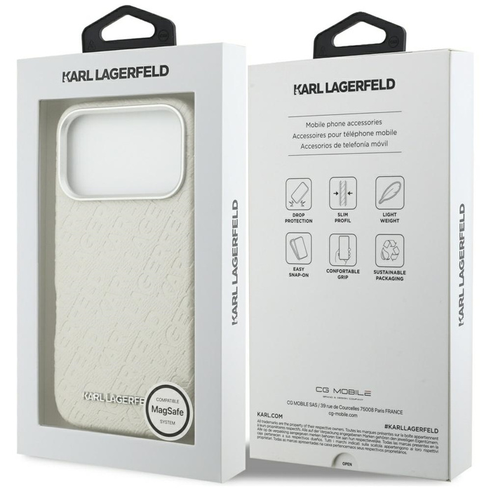 Etui Karl Lagerfeld FW Stamped Karl      MagSafe do iPhone 17 Pro beżowy