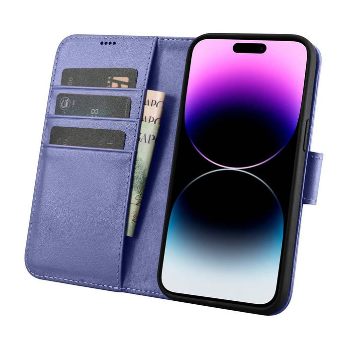 iCarer Custodia a Portafoglio 2in1 iPhone 14 Pro Flip Cover in Pelle Anti-RFID Viola Chiaro (WMI14220726-LP)