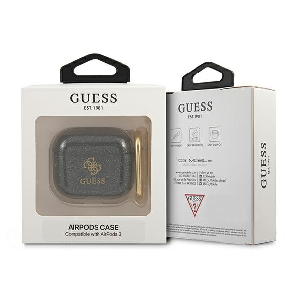 Cover GUESS Apple AirPods 3 Glitter Collection Custodia nera