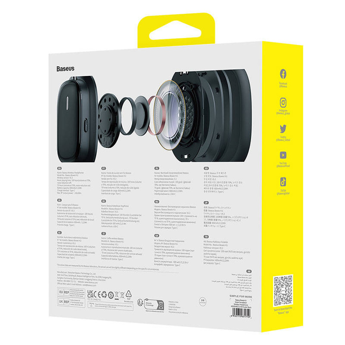 Słuchawki nauszne Baseus Bowie H1i, ANC (czarne)