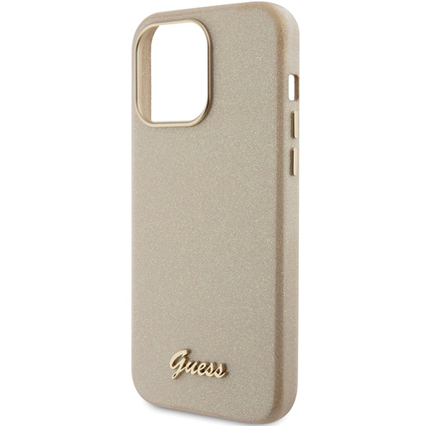 Guess GUHCP15LPGMCSD iPhone 15 Pro 6.1" gold/hellgold hartcase Glitter Glossy Script