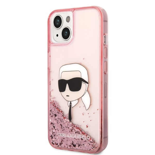Coque Karl Lagerfeld iPhone 14 Plus 6,7" rose/rose durcase Glitter Karl Head