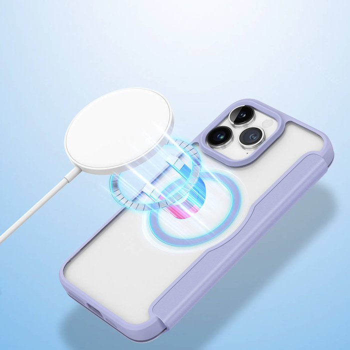 iPhone 15 Pro Max Magnetic MagSafe Flip Case Dux Ducis Skin X Pro – fialové