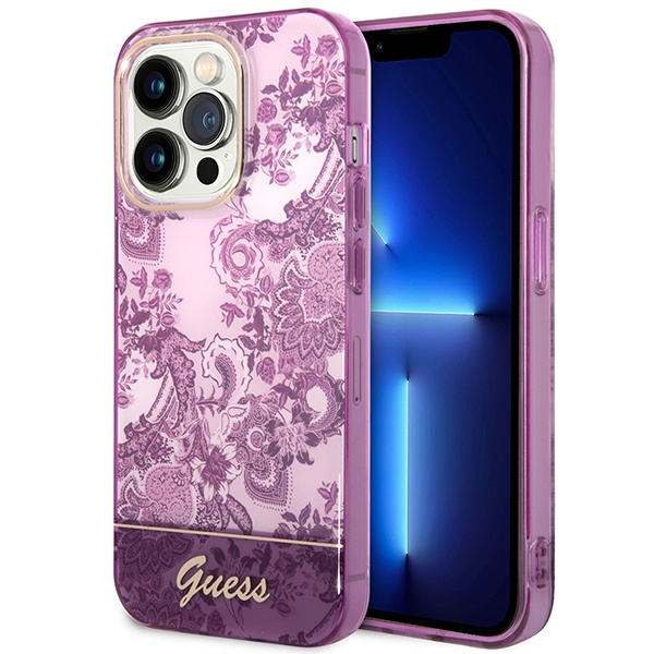 Case Guess iPhone 14 Pro 6.1" fuchsia/fuschia hardcase Porcelain Collection