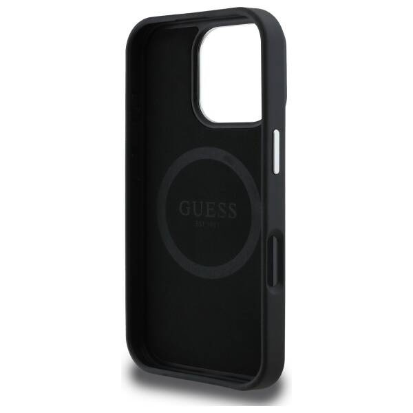 Etui Guess iPhone 16 Pro Max czarny/black hardcase Grained Triangle MagSafe