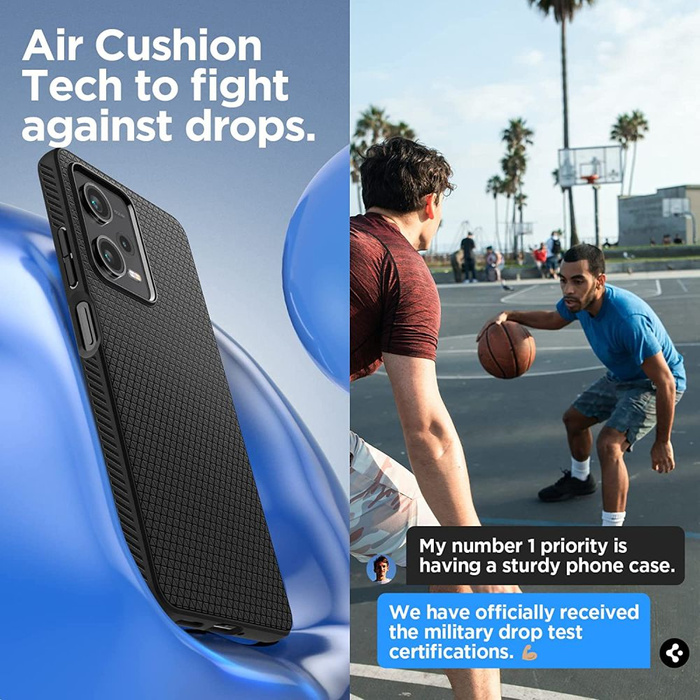 Hülle Spigen Liquid Air Xiaomi Redmi Note 12 Pro 5G / Poco X5 Pro 5G MATTE Schwarz