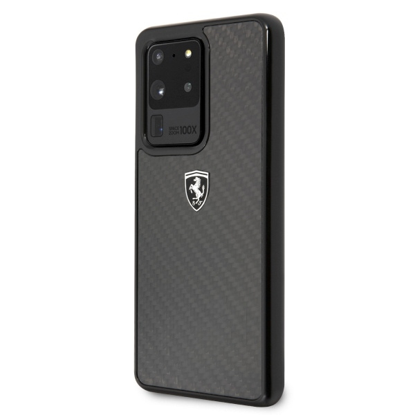 Coque FERRARI Étui noir patrimoine carbone pour Samsung Galaxy S20 Ultra