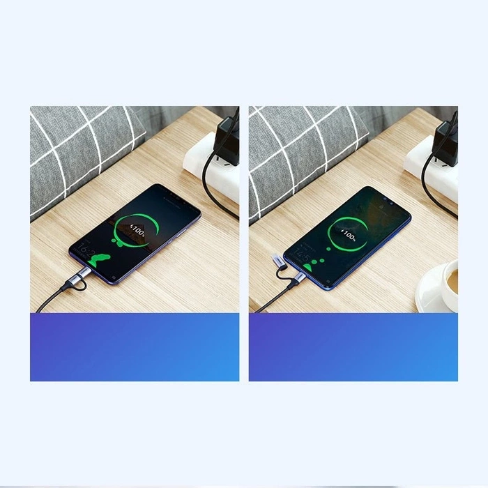 Ugreen Kabel 2in1 USB - Micro USB / USB Type C Kabel 1m 2.4A schwarz (30875)