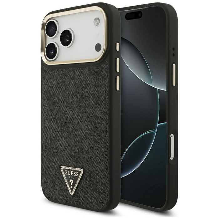 Etui Guess 4G Triangle Logo MagSafe do   iPhone 17 Pro Max czarny złoty