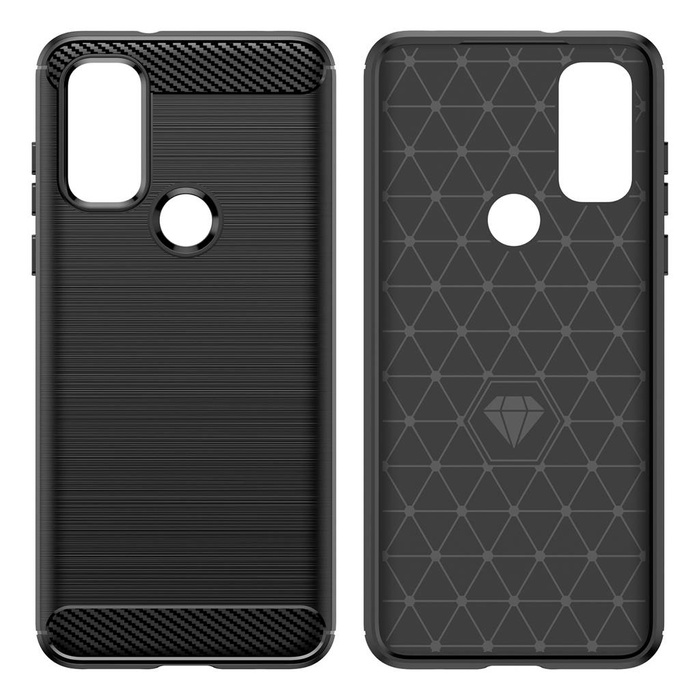 Carbon Case Flexible Cover Sleeve Motorola Moto G Play 2022 black