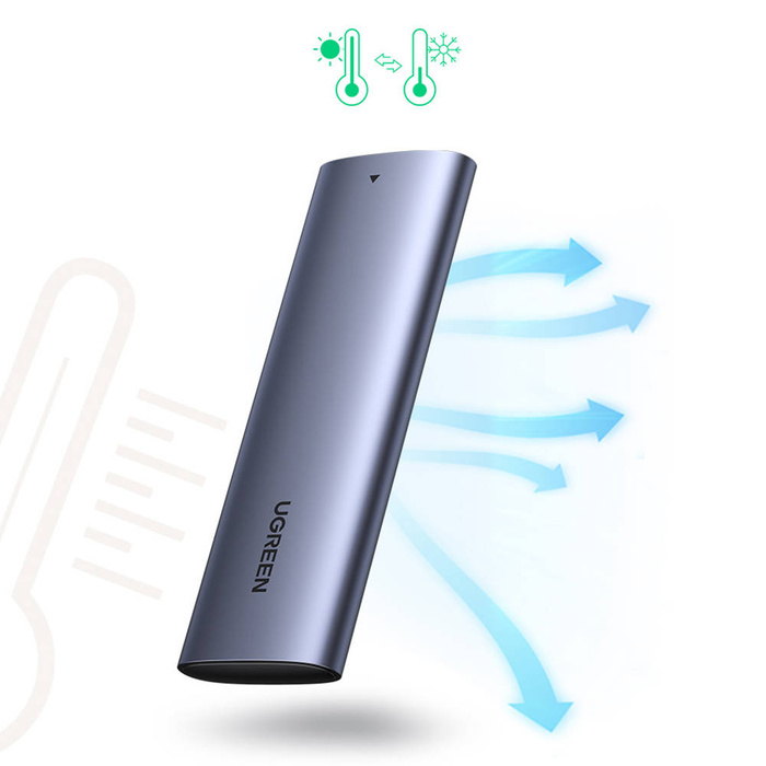 Ugreen pro pevný disk Kryt pevného disku M.2 B-Key SATA 3.0 5 Gb/s šedý + kabel USB typu C (CM400)