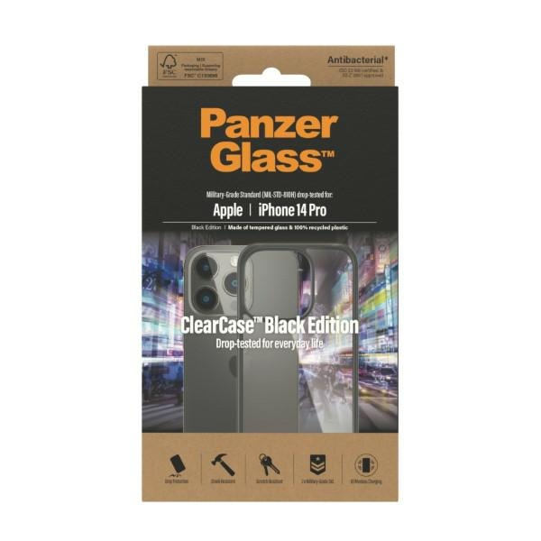 PanzerGlass ClearCase iPhone 14 Pro 6.1" Antibakteriell schwarz/schwarz 0406